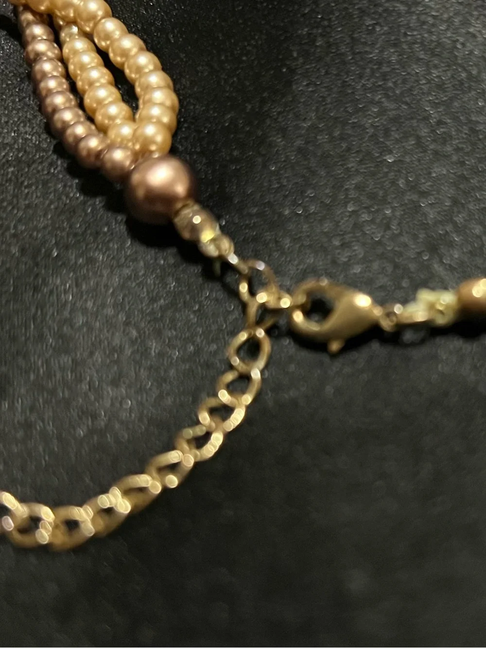 Roman RMN Bronze Champagne Faux Pearl Twisted Necklace